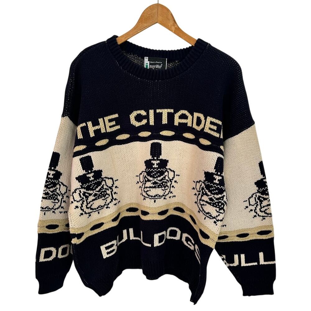 Citadel Bulldogs Heavy Knit Sweater Long Sleeve Men's Large Fast Shipping